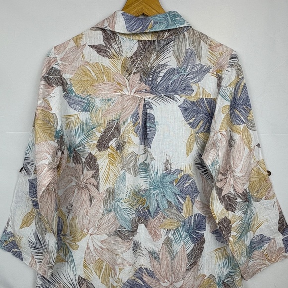 ROSEMARINE Women Linen ButtonUp Shirt Tunic Sz M Beachy Coastal Breathable Italy - Picture 10 of 13